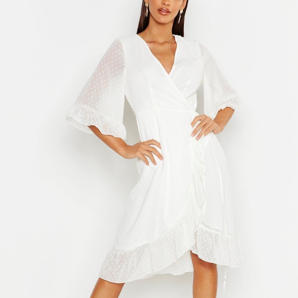 BooHoo midi wrap dress